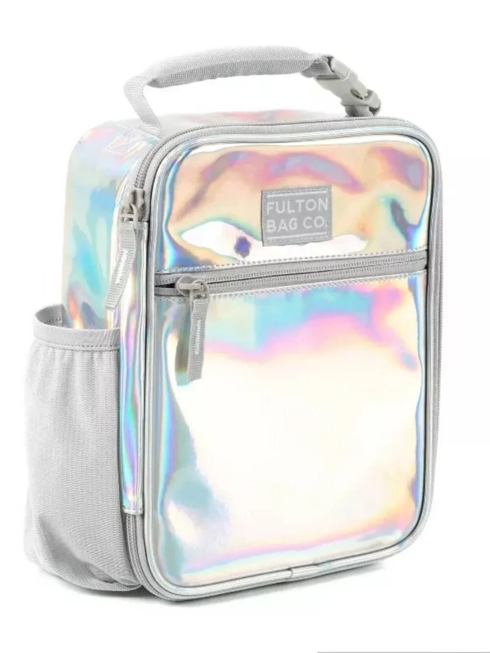 Fulton Bag Co Insulated Lunch Bag Holographic Silver Hard Liner Divider